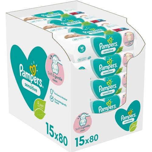 Μωρομάντηλα Pampers Sensitive XXL Monthly Βοx – 15×80τμχ (1200τμχ) Μωρομάντηλα Pampers Sensitive XXL Monthly Βοx – 15×80τμχ (1200τμχ)