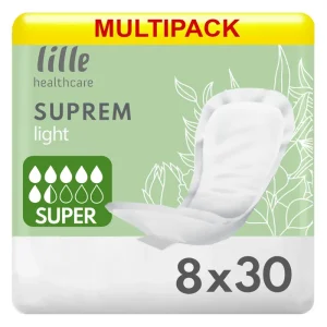 Σερβιέτες ακράτειας Lille Suprem Light Super 30 τεμαχίων (x8)