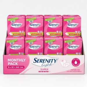 Serenity Light Super Σερβιέτες Ακράτειας 30τμχ (8 πακ./κιβ.) – 44cm