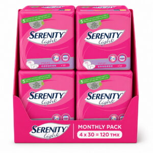 SERENITY LIGHT MAXI – Σερβιέτες Ελαφράς Ακράτειας 30τμχ (4 πακ./κιβ. = 120τμχ) – 55 cm
