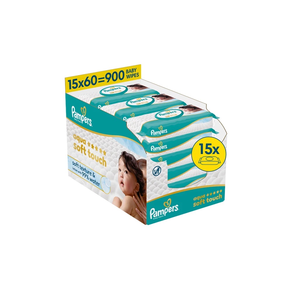PAMPERS WIPES AQUA SOFT TOUCH 1X15X60 EB
