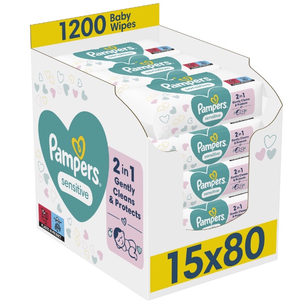 PAMPERS WIPES SENSITIVE 1x15x80 EBOX XXL